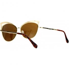 Butterfly Butterfly Cateye Sunglasses Womens Metal Oversized Fashion UV 400 - Gold (Brown) - CC188QKC572 $8.94