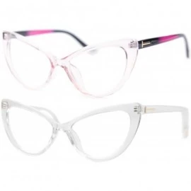 Butterfly Womens Oversized Fashion Cat Eye Eyeglasses Frame Large Reading Glasses - 2 Pairs / Pink and Transparent Pink - CP1...