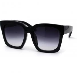 Round Womens Boyfriend Style Oversize Horned Rim Thick Plastic Sunglasses - Black Gradient Black - C819D5XLSD6 $27.04