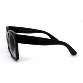 Round Womens Boyfriend Style Oversize Horned Rim Thick Plastic Sunglasses - Black Gradient Black - C819D5XLSD6 $17.66