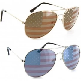 Wayfarer Men Women Aviator Sunglasses Metal Frame Police Shades Patriotic - Gold/Silver - C511MDEXUHD $19.05