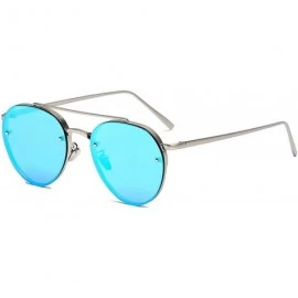 Aviator Aviator Blue Mirror Silver Metal Designer Fashion Sunglasses Men's Women's Non-Prescription - C912O4DCHV7 $11.34