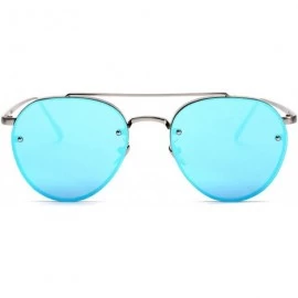 Aviator Aviator Blue Mirror Silver Metal Designer Fashion Sunglasses Men's Women's Non-Prescription - C912O4DCHV7 $11.34