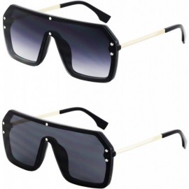 Shield Retro Oversized Shield Sunglasses Rimless Flat Top Mirror Glasses Women Men - Black/Gradient and Black - CM18Y6ZI5NQ $...