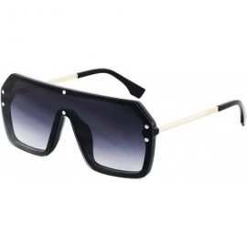 Shield Retro Oversized Shield Sunglasses Rimless Flat Top Mirror Glasses Women Men - Black/Gradient and Black - CM18Y6ZI5NQ $...