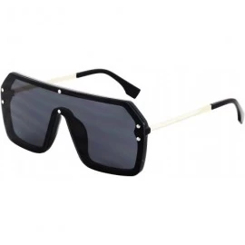 Shield Retro Oversized Shield Sunglasses Rimless Flat Top Mirror Glasses Women Men - Black/Gradient and Black - CM18Y6ZI5NQ $...