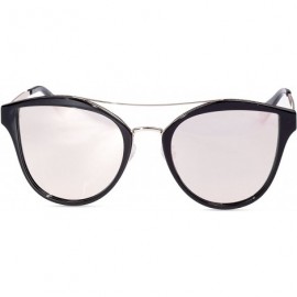 Cat Eye Womens Polarised Double Bridge Cat Eye Sunglasses Shades - Rose Gold 01-48 - CD18EC9USC5 $27.13