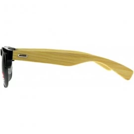 Square Real Bamboo Wood Temple Sunglasses Designer Fashion Square Frame - Black (Green) - CD18EI22G85 $23.95