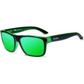 Square Polarized Aviation Driving Sunglasses - C2 Black Frame-green Mirror Polarized Lens - CA18AW52M50 $10.13
