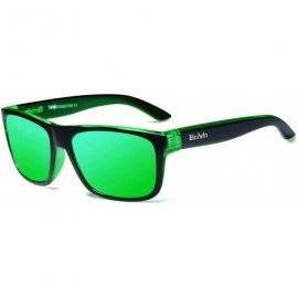 Square Polarized Aviation Driving Sunglasses - C2 Black Frame-green Mirror Polarized Lens - CA18AW52M50 $25.34
