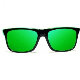 Square Polarized Aviation Driving Sunglasses - C2 Black Frame-green Mirror Polarized Lens - CA18AW52M50 $25.34