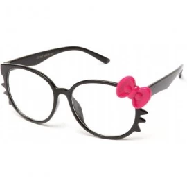 Rectangular Unisex Slim Clear Lens Kitty Glasses Slim Temple BBow Whiskers Fashion Glasses - Hot Pink - CM119DTR46T $9.39