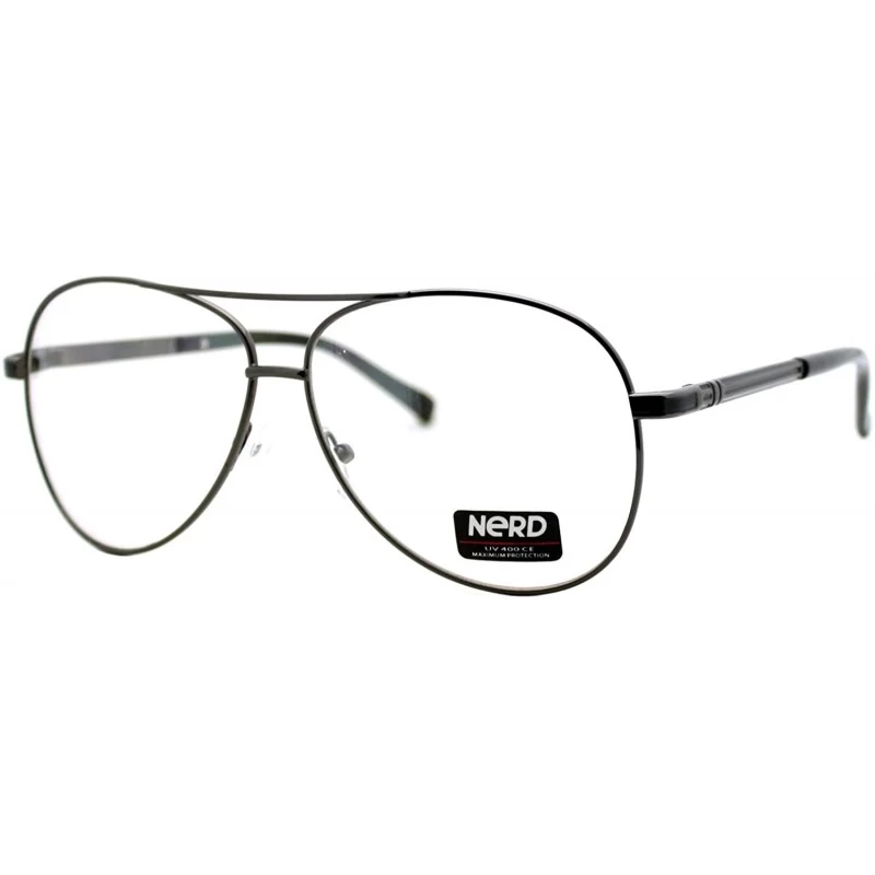 Aviator Nerd Eyewear Clear Lens Aviator Glasses Metal Frame Fashion Eyeglasses - Gunmetal - CL187KZ29Y5 $19.24