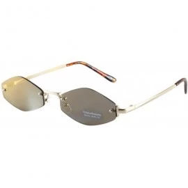 Oval Rimless Slim Diamond Hexagonal Tinted Mirrord Flat Lens Sunglasses A170 A175 - (A175) Gold Gold Rv - CP18KDK5XMS $13.93