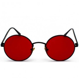 Round Sunglasses with Red Lenses Round Metal Frame Vintage Retro Glasses Unisex as in Photo Gold with Pink - CL194O0NKWS $27.57