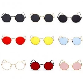Round Sunglasses with Red Lenses Round Metal Frame Vintage Retro Glasses Unisex as in Photo Gold with Pink - CL194O0NKWS $27.57