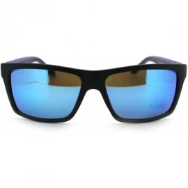 Rectangular Men's Fashion Sunglasses Sporty Casual Rectangular Frame - Black Blue - CT11OGVYI0J $8.41