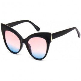 Cat Eye Oversize Vintage Mod Womens Fashion Cat Eye Sunglasses With Microfiber Pouch - Black / Pink Blue - C018S7KQW58 $8.36