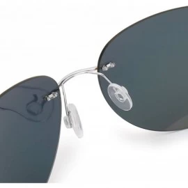 Rimless Ultra-light Flexible Pure Titanium Rimless Polarized Sunglasses - Blue - CE18S0SWTT8 $16.53