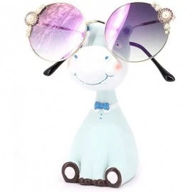 Oversized Fashion Round Pearl Decor Sunglasses UV Protection Metal Frame - Gold Frame Purple Lens - CT18UU524NI $30.38