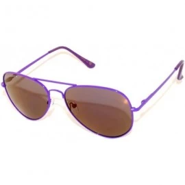 Aviator Aviator Style Sunglasses Colored Lens Colored Metal Frame with Spring Hinge - Neon Purple Frame Smoke Lens - CW11MYI5...