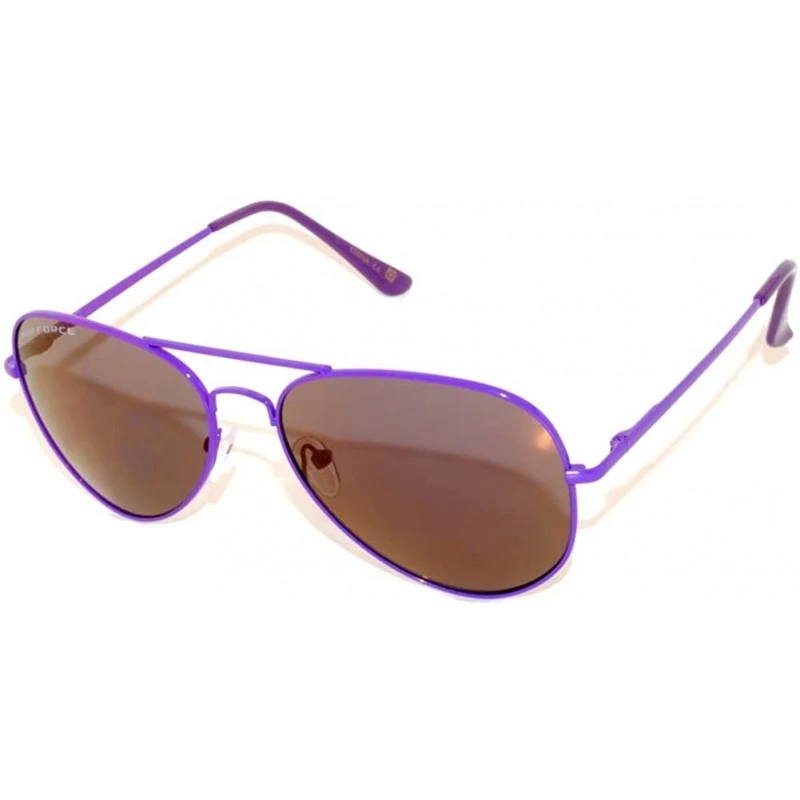 Aviator Aviator Style Sunglasses Colored Lens Colored Metal Frame with Spring Hinge - Neon Purple Frame Smoke Lens - CW11MYI5...