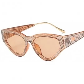 Rectangular Fashion Diamond Sunglasses Unisex-Shade Glasses Cat Eye Mirror Lens-Sturdy Frame - E - C31905YLLED $26.44