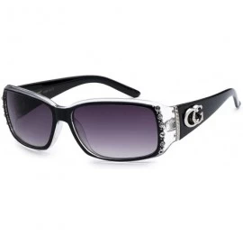 Cat Eye CG Eyewear Rhinestone Studded Narrow Rectangular Designer Fashion Sunglasses - Clear - CO11VNDTSQR $21.73