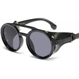 Round Round Punk Sunglasses-Trendy Stud Glasses Men and Women Sunglasses - C4 Bright Black / Full Gray - CC19087C8Z8 $39.03