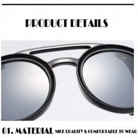 Round Round Punk Sunglasses-Trendy Stud Glasses Men and Women Sunglasses - C4 Bright Black / Full Gray - CC19087C8Z8 $19.51
