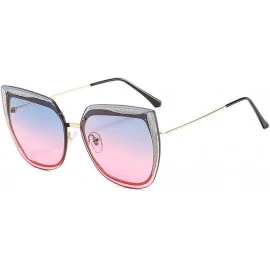 Oversized Brand Frameless Women Bling Green Sunglasses Luxury Metal Frame Cat Sun glasses Ladies NX - Blue&red - CQ1947RO8H4 ...
