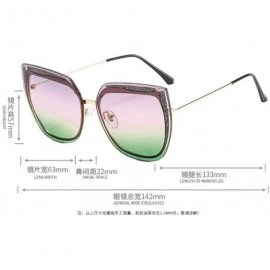 Oversized Brand Frameless Women Bling Green Sunglasses Luxury Metal Frame Cat Sun glasses Ladies NX - Blue&red - CQ1947RO8H4 ...