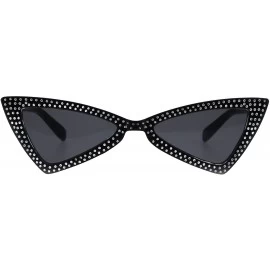 Cat Eye Womens Bling Engrave Triangle Plastic Cat Eye Plastic Sunglasses - All Black - CQ18GL66OO7 $18.87