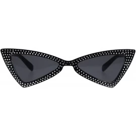 Cat Eye Womens Bling Engrave Triangle Plastic Cat Eye Plastic Sunglasses - All Black - CQ18GL66OO7 $10.82