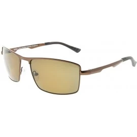 Rectangular Mens Polycarbonate Lens Polarized Sunglasses With Metal Frame Spring Hinges - Brown/Brown Lens - CE186L6858I $62.99