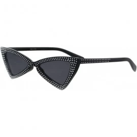Cat Eye Womens Bling Engrave Triangle Plastic Cat Eye Plastic Sunglasses - All Black - CQ18GL66OO7 $10.82