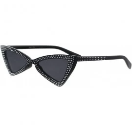Cat Eye Womens Bling Engrave Triangle Plastic Cat Eye Plastic Sunglasses - All Black - CQ18GL66OO7 $18.87