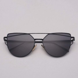 Cat Eye Designer Cat eye Sunglasses Women Vintage Metal Reflective Glasses For Women - Gold Yellow - CI18W7YGSZK $14.29