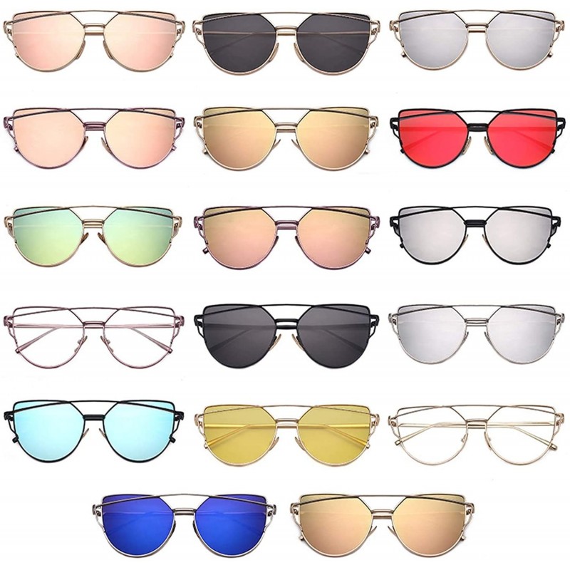 Designer Cat eye Sunglasses Women Vintage Metal Reflective Glasses For ...