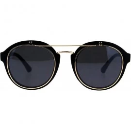 Round Flip Up Sunglasses Clear Lens Glasses Round Retro Unisex Fashion Shades - Black (Black/Clear) - CT18KHN9CIC $10.29