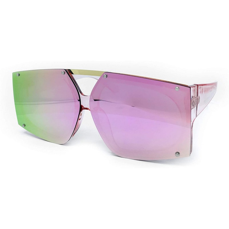 Square 8350 Premium Oversize XXL Women Brand Designer Square Bold Style Thick Frame Metal Candy Fashion Sunglasses - CA18IYGA...