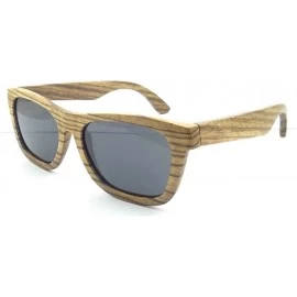 Oversized Natural Zebra Wood Rectangular Frame Polarized Sunglasses- Z6136 - Grey - C211Q1PYG9V $75.47