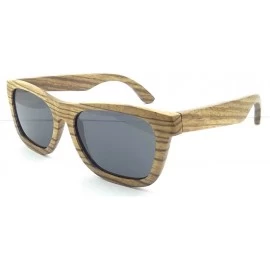 Oversized Natural Zebra Wood Rectangular Frame Polarized Sunglasses- Z6136 - Grey - C211Q1PYG9V $32.77