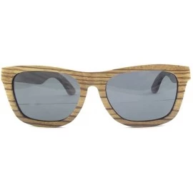 Oversized Natural Zebra Wood Rectangular Frame Polarized Sunglasses- Z6136 - Grey - C211Q1PYG9V $32.77