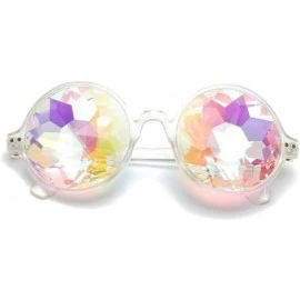 Round Kaleidoscope Glasses for Raves Rainbow Prism Diffraction Crystal Lenses - Clear - CD17YLIGOLS $8.27