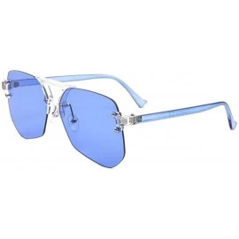Aviator Crystal Color Frame Rimless Geometric Aviator Sunglasses - Blue - C8190ML7E2A $26.36