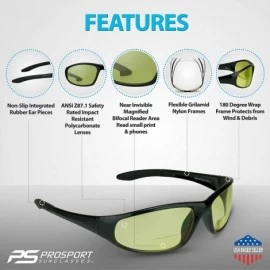 Sport Yellow Bifocal Safety Glasses z87 for Men and Women for Night Driving and Riding - Yellow - CR119ZHTFAV $19.60