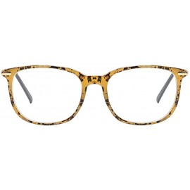 Square Women Retro Square Frame Eyeglasse Metal Temple Horn Rimmed Clear Lens - Leopard Print - CA18KMLCM20 $22.73