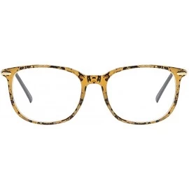 Square Women Retro Square Frame Eyeglasse Metal Temple Horn Rimmed Clear Lens - Leopard Print - CA18KMLCM20 $20.30