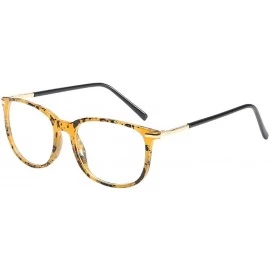 Square Women Retro Square Frame Eyeglasse Metal Temple Horn Rimmed Clear Lens - Leopard Print - CA18KMLCM20 $13.26